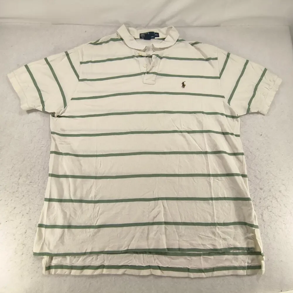 Polo by Ralph Lauren Short Sleeve Collared Polo Shirt Mens Size 2XL White Green